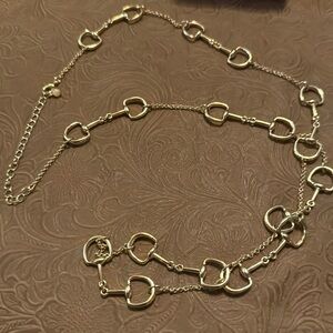 Gold Tone Bit and Bridle Necklace